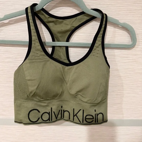 Calvin Klein Sports Bra in Khaki - Picture 3 of 4